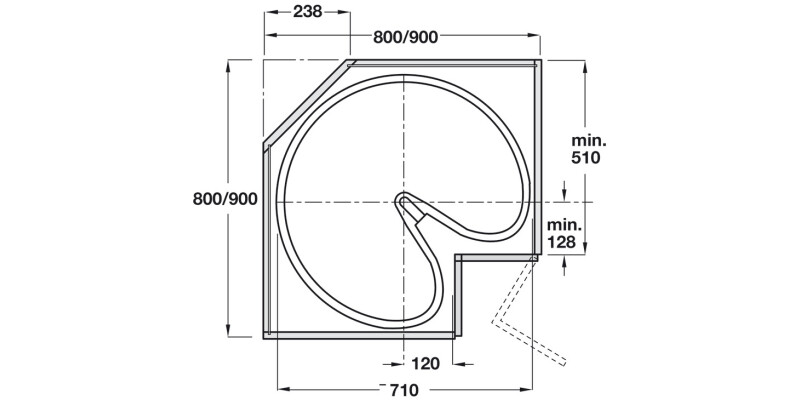 3/4 Carousel 710mmD ProArc Grey/Alu Rail