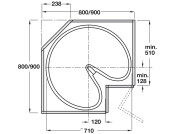 3/4 Carousel 710mmD ProArc Grey/Alu Rail