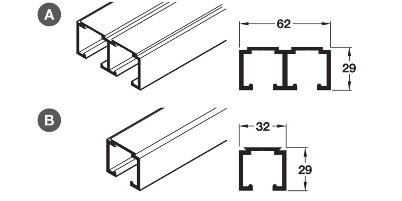 Top Track, for Sliding Wardrobe Doors, H&auml;fele System