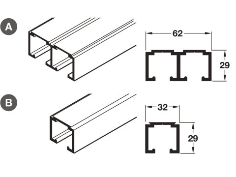Top Track, for Sliding Wardrobe Doors, H&auml;fele System