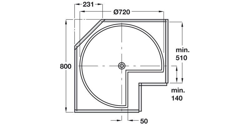 3/4 Carousel H667-713mm/D720mm Std White