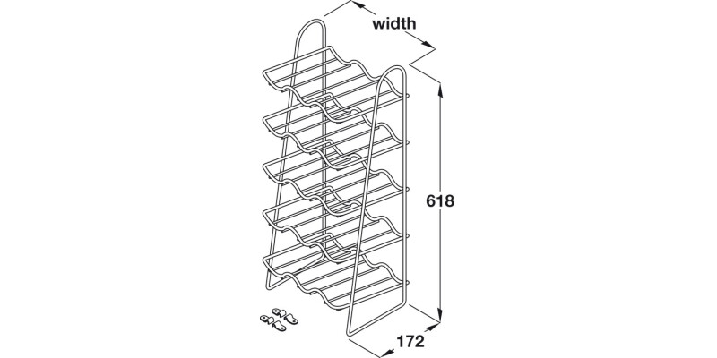 Wire Wine Rack 15 Bottles 300mm Chr Plt