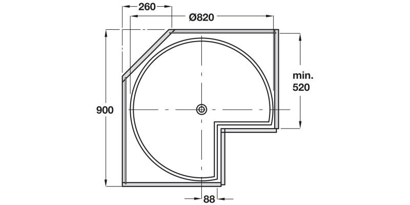 3/4 Carousel D820mm H667-713mm Alu/Gry
