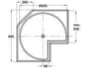 3/4 Carousel D820mm H667-713mm Alu/Gry