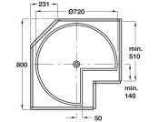 3/4 Carousel D720mm H667-713mm Alu/Gry