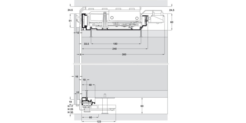 PS40 Bottom Guide Rail 3050mm