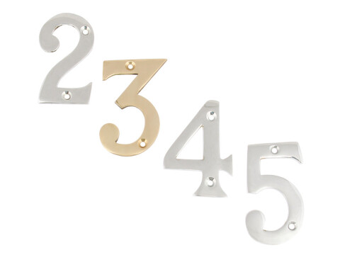 Numeral, 0-9, Face Fixing, 76 mm High, Zinc Alloy