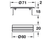 Cable Outlet 2prt D60x22mm SS Fine Grd