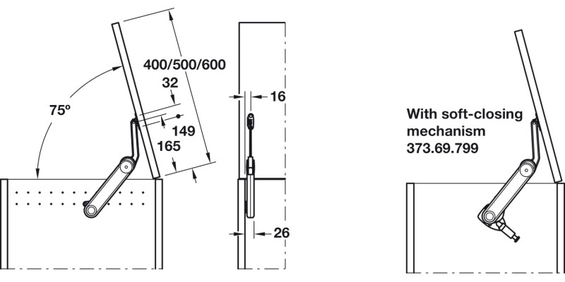Maxi up 3675 Lid Stay G ZA NP Brw