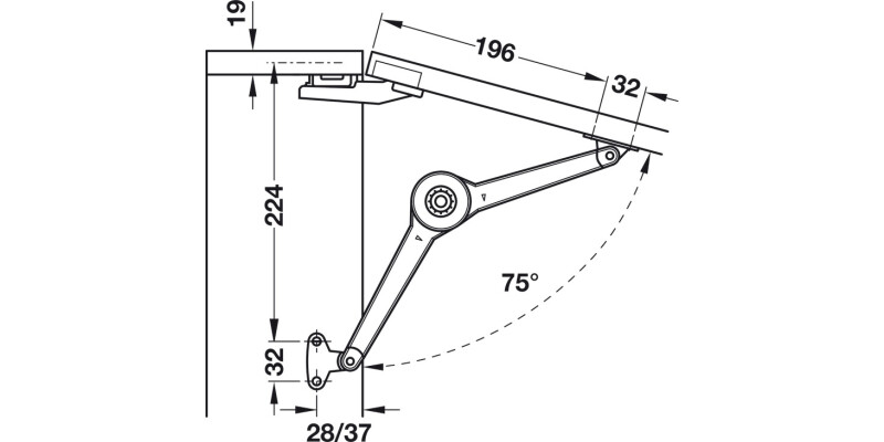 Duo Forte Flap/Lid Stay 28mm Hospa NP