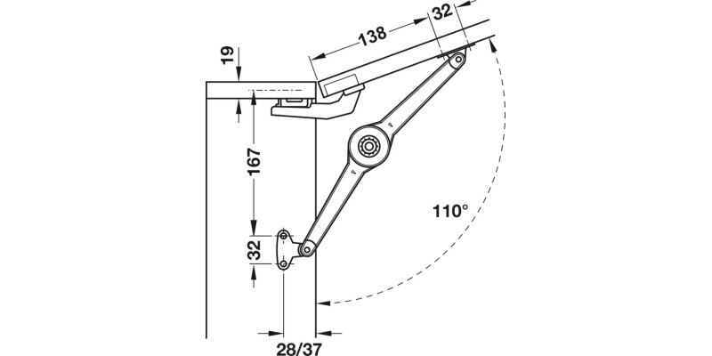 Duo Forte Flap/Lid Stay 28mm Hospa NP