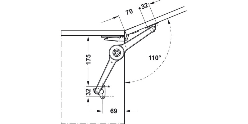 Duo Forte Flap/Lid Stay 28mm Hospa NP