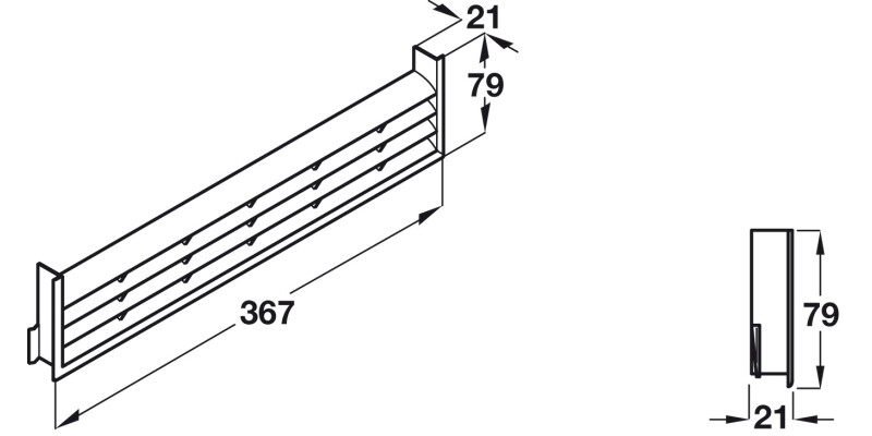 Vent Grille RM 367x79mm Pl St St