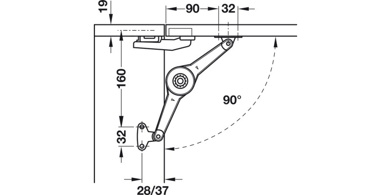 Duo Std Flap/Lid Stay 28mm Hospa NP