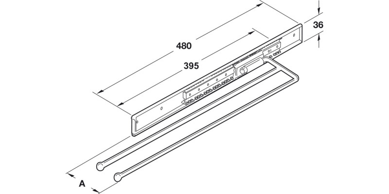 Towel Rail 3-Arm 465mm Alu/Pl Slv Ano