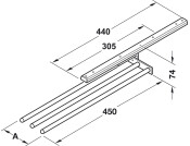 Towel Rail 3-Arm 465mm Alu/Pl Slv Ano