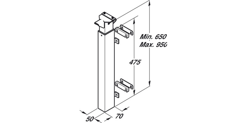Ropox Leg Ht Adj 650-950mm St Wht Paint