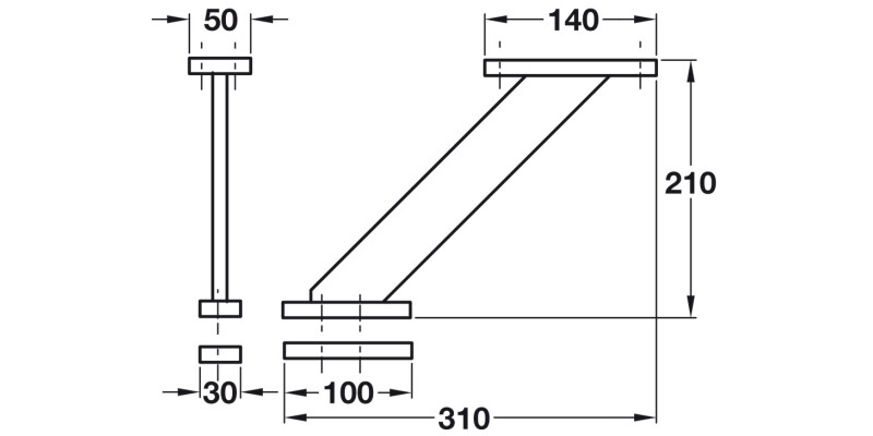 B/fast Bar Support 210x310x50mm M.Alu