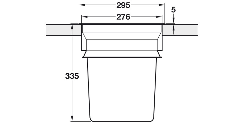 W/Top Bin RM D276mm 13L Pl Blk/SSS