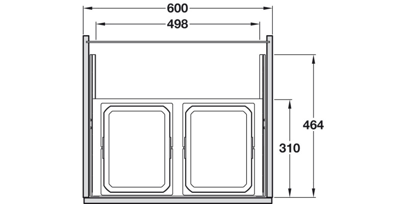 VS Envi SpaceS U/S Bin 600mm 2x15.5L