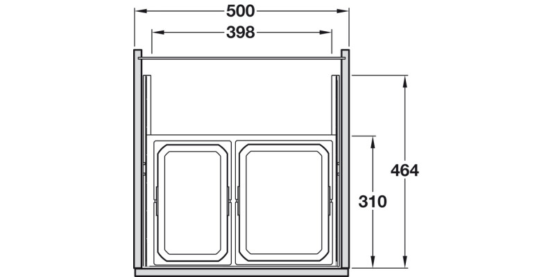 VS Envi SpaceS U/S Bin 500mm 12+15.5L