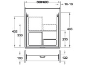 VS Envi Drawer Bin 500mm 1x1.2+1x2.7L