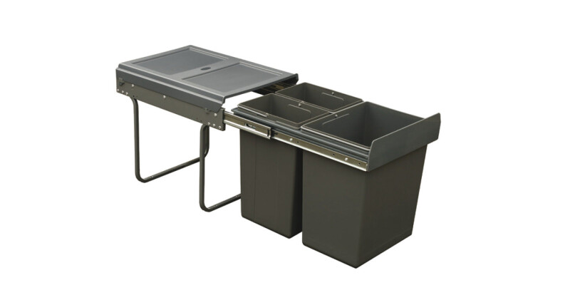 Tek PO Bin Hinged 400mm 2x10+20L Dk Grey