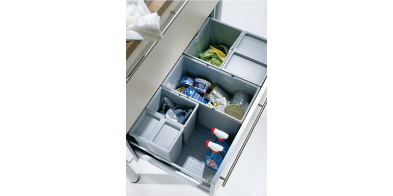 Waste Bin Set, for Installation in Standard Drawer Boxes, Ninka One2Four