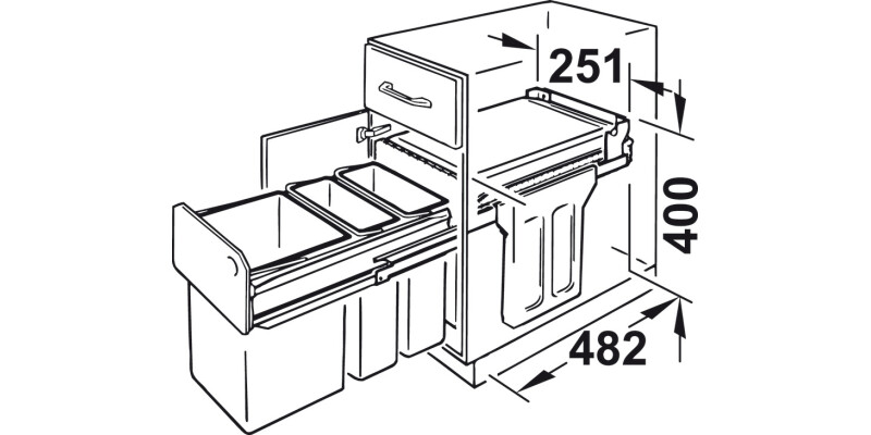 Hailo Tandem PO Bin 3x10L Graphite