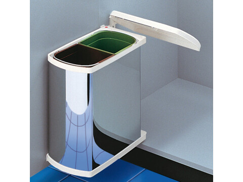 Hailo Duo Waste Bin 2x8L SS/White