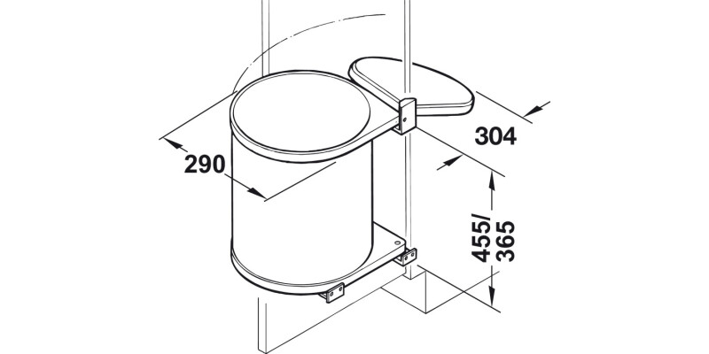 Hailo Mono SO Bin 400mm 15L St St/Blk