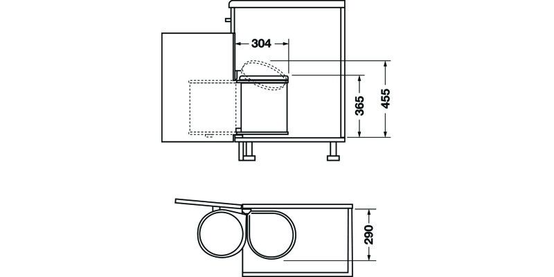 Hailo Mono SO Bin 400mm 15L St St/Blk