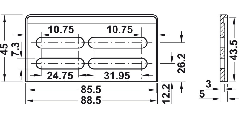 MX Spacer 3mm for Cabinet Rail Gry