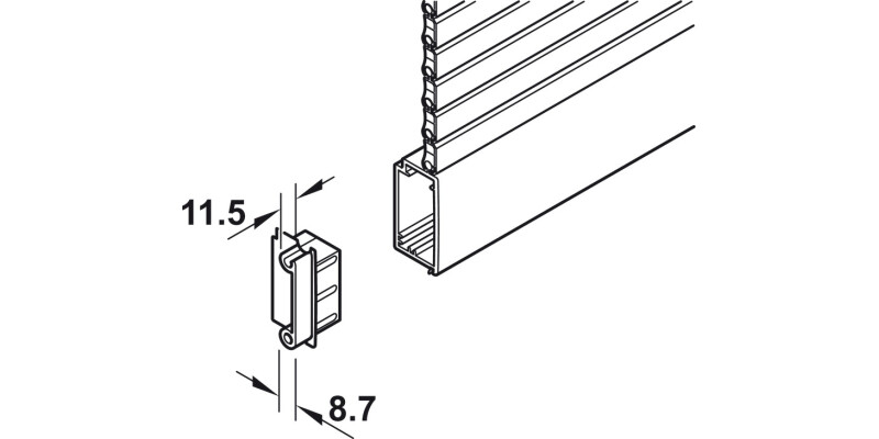 Tambour Lock Strip Guide RH Pl Grey