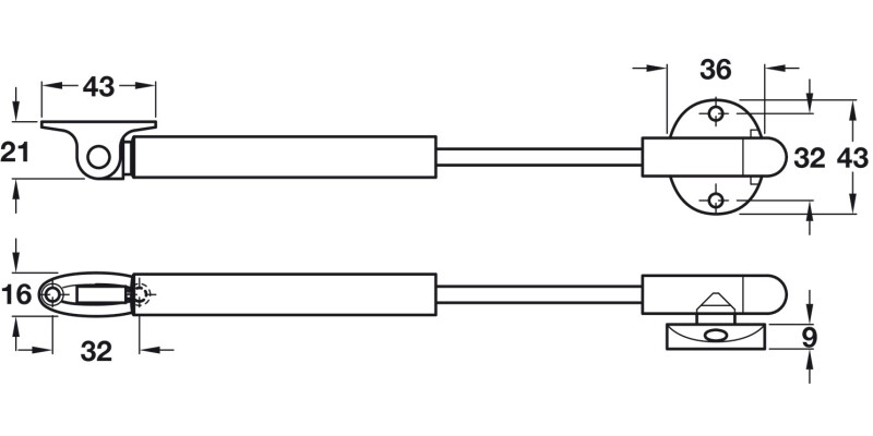 Lid Stay Automatic Opening 244mm 80N