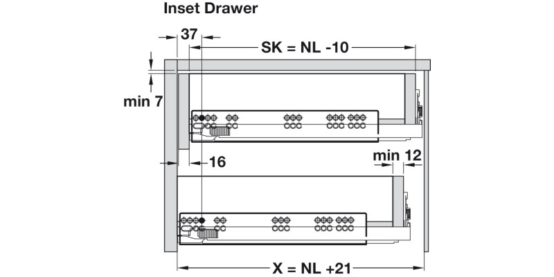 Dynapro Drawer Runner Full 40kg 500mm SZP