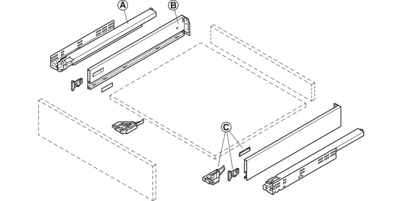 Dynapro Drawer Runner Full 40kg 500mm SZP