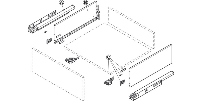Dynapro Drawer Runner Full 40kg 500mm SZP