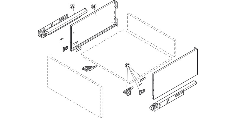 Dynapro Drawer Runner Full 40kg 500mm SZP