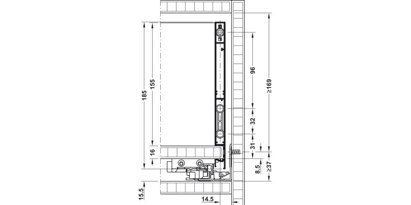 Dynapro Drawer Runner Full 40kg 500mm SZP