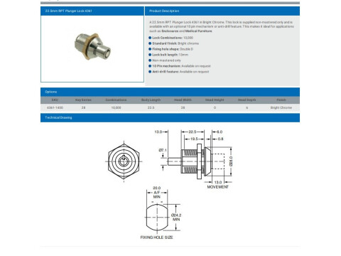 RADIAL PIN PLUNGER LOCK 4361