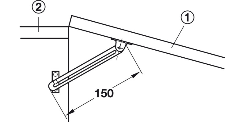 Lid Stay 150mm LH w Guide Slot