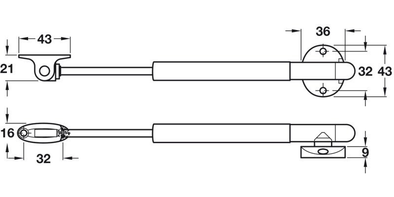 Automatic Open Drop Down Flap Stay 355mm
