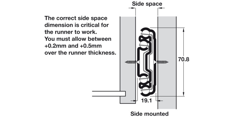 7957 BB Drawer Runner Full 160kg 508mm St Galv