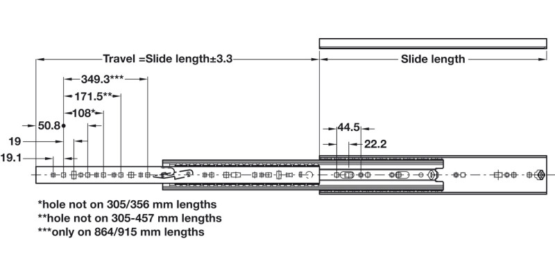7957 BB Drawer Runner Full 140kg 305mm St Galv