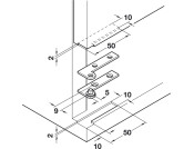 Corner Pivot Hinge wo Stop 50mm Brs Pol