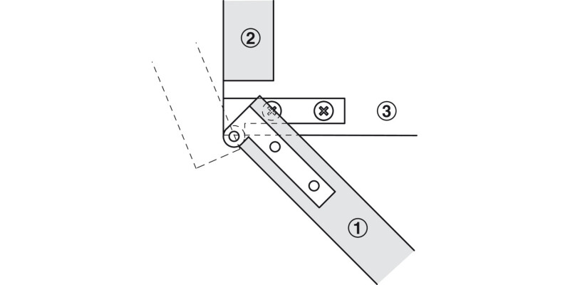 Corner Pivot Hinge wo Stop 50mm Brs Pol