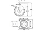 D100mm Castor Swivel w Brake PL St St
