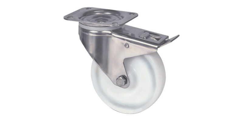 D100mm Castor Swivel w Brake PL St St