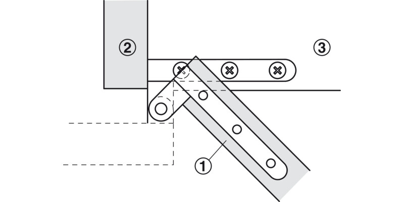 Corner Pivot Hinge wo Stop 70mm Brs Matt